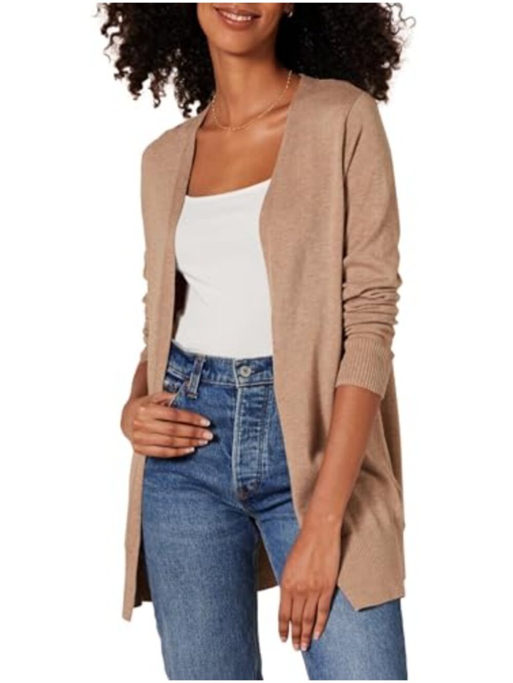 Women's Plus Size Lightweight Open-Front Cotton Blend Cardigan